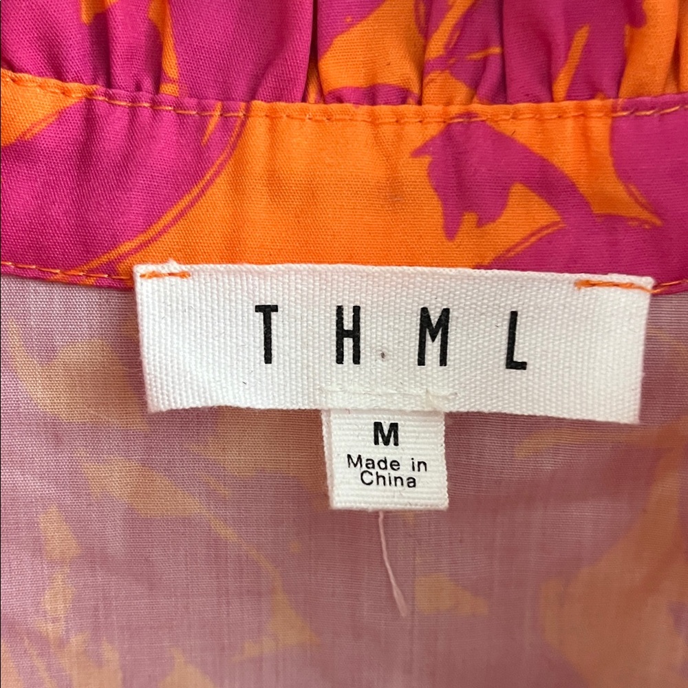 THML Living The Dream Orange & Pink Floral Mini Dress size medium - Picture 6 of 16